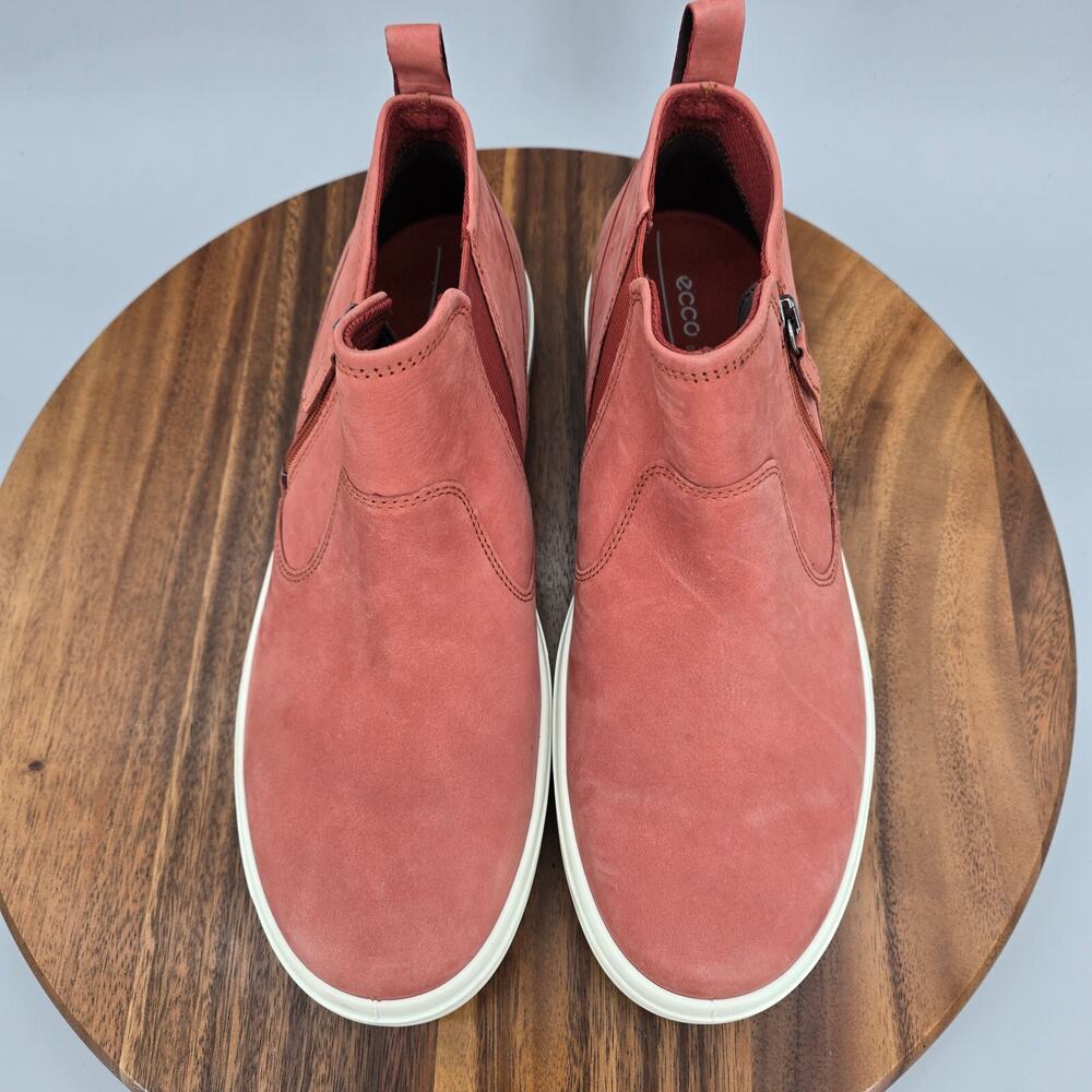 Ecco Soft 7 Low Booties Womens 10 41 Faded Red Nubuck Leather Zip Up Boots Shoes - Picture 5 of 8